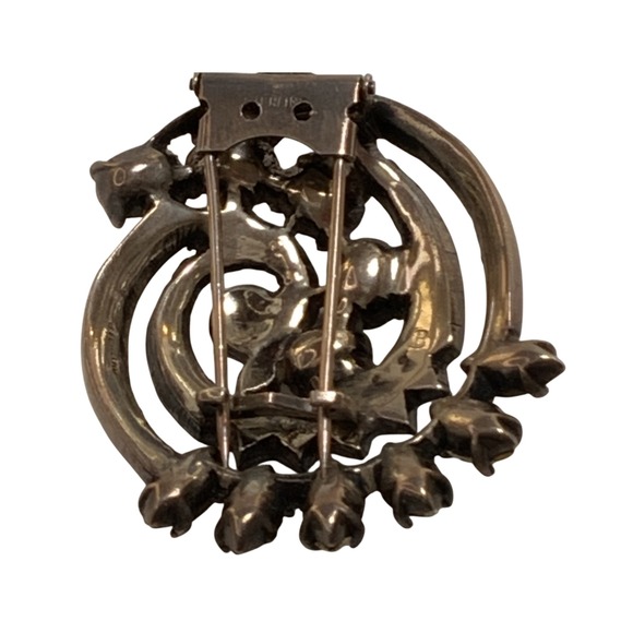 Eisenberg Antique Sterling Silver Swirl Rhinestone Brooch - Fur Pin - Picture 4 of 8